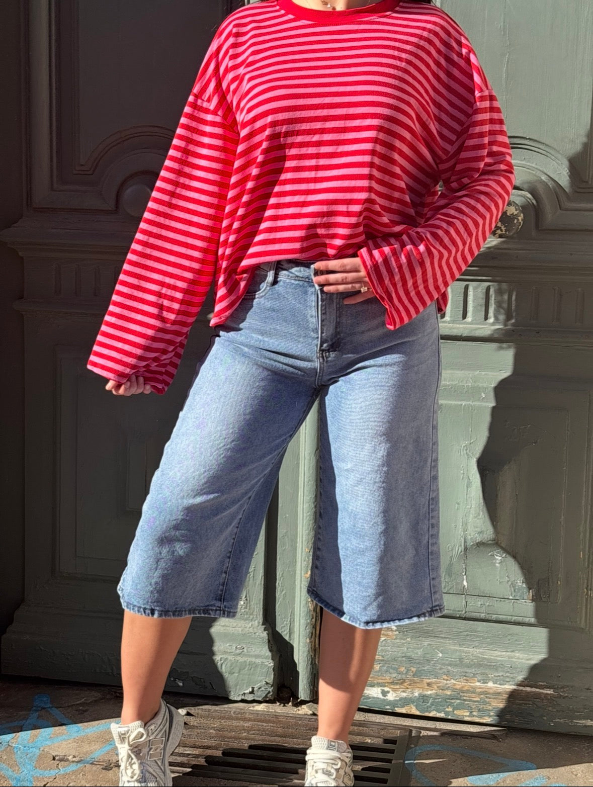 Bermuda Jean Femme Large Taille Haute – Short Long Denim Tendance